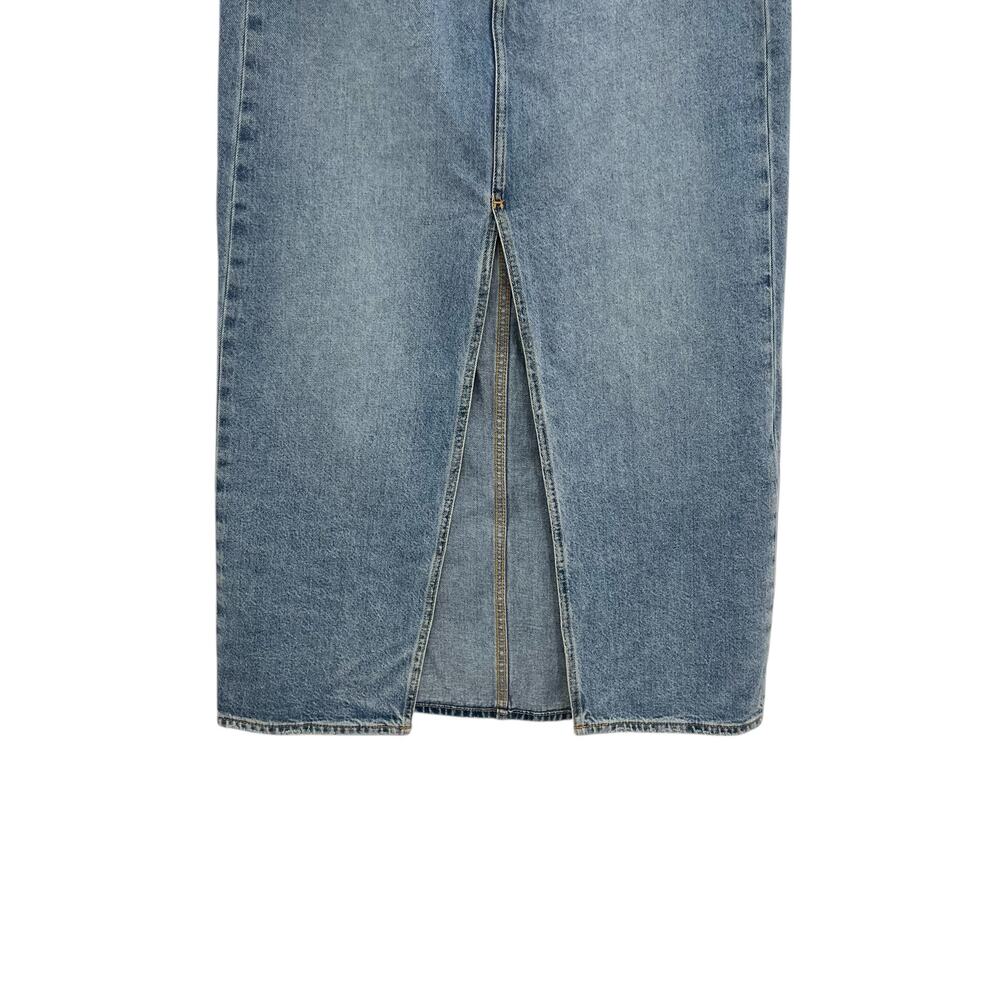 Levi's Ankle Column Skirt Please Hold Medium Wash Denim Slit Womens 31 - Picture 5 of 16